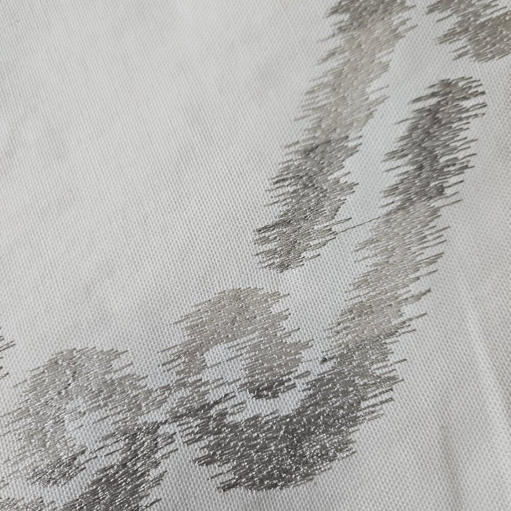 Geometric Upholstery Fabric 59"W By The Yard White Gray Lattice Embroidery Drape - Picture 5 of 8
